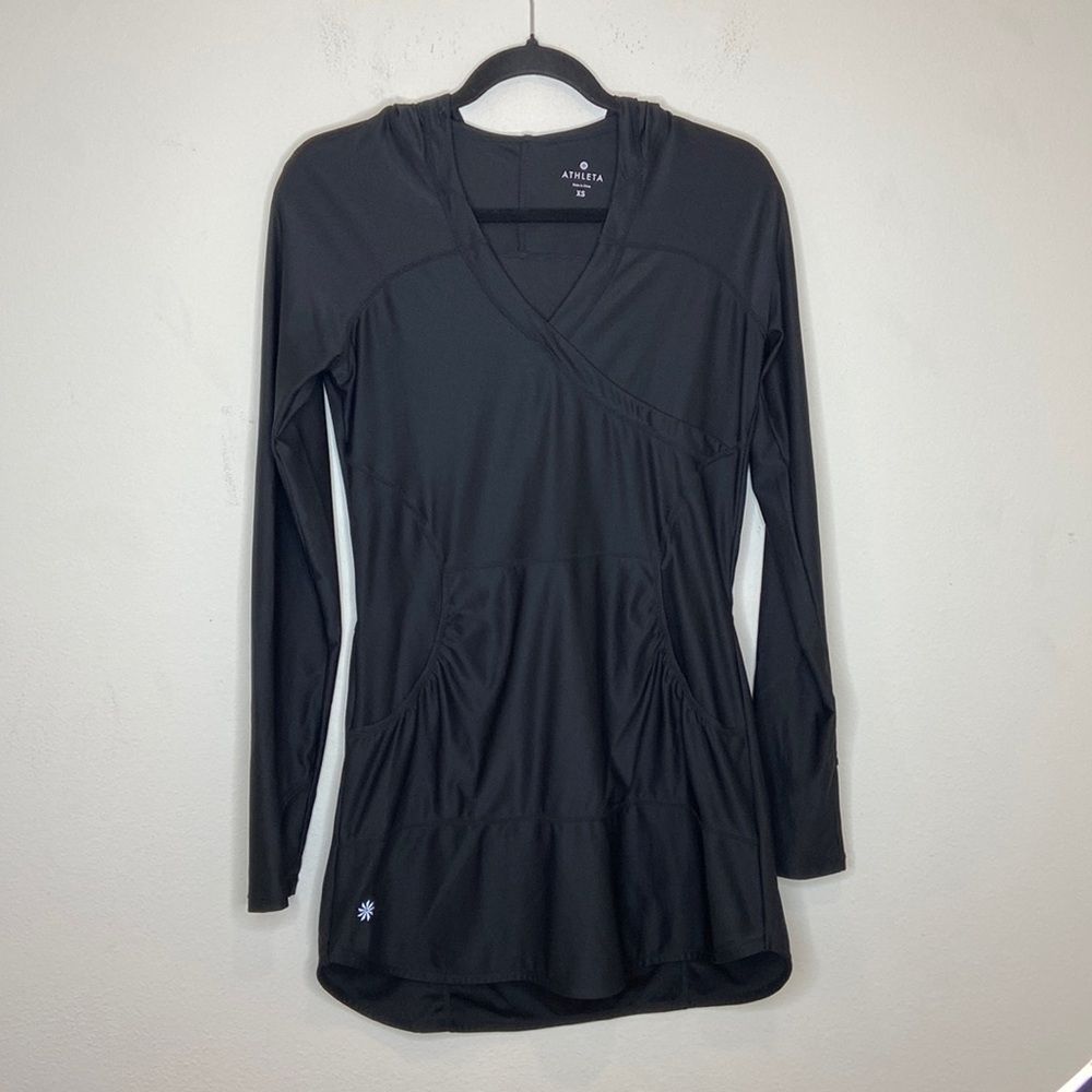 Athleta Women’s Hooded Long Cut Tunic Pullover Athletic Top, Size-XS